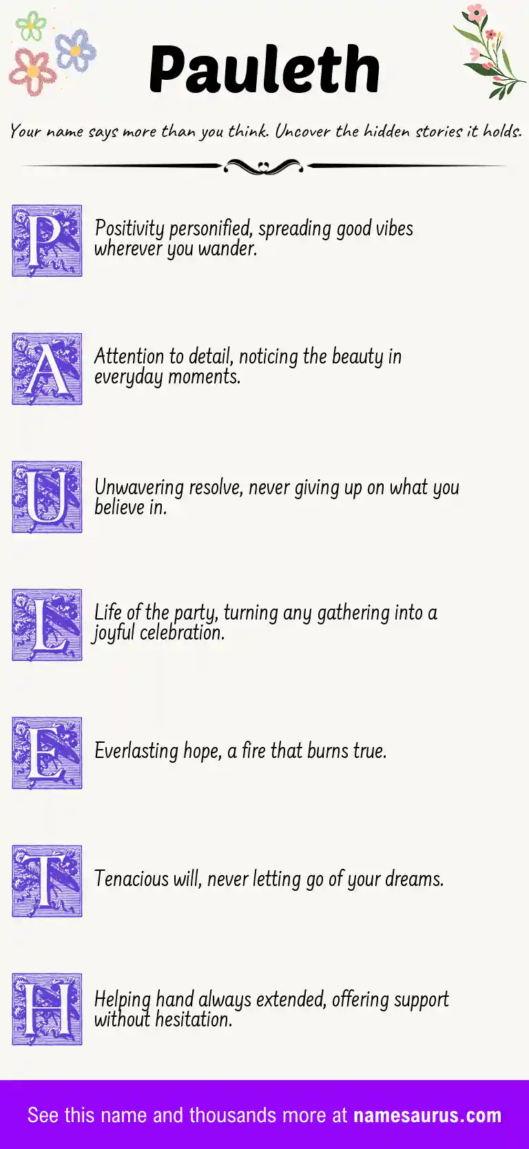 Acrostic poem about Pauleth.