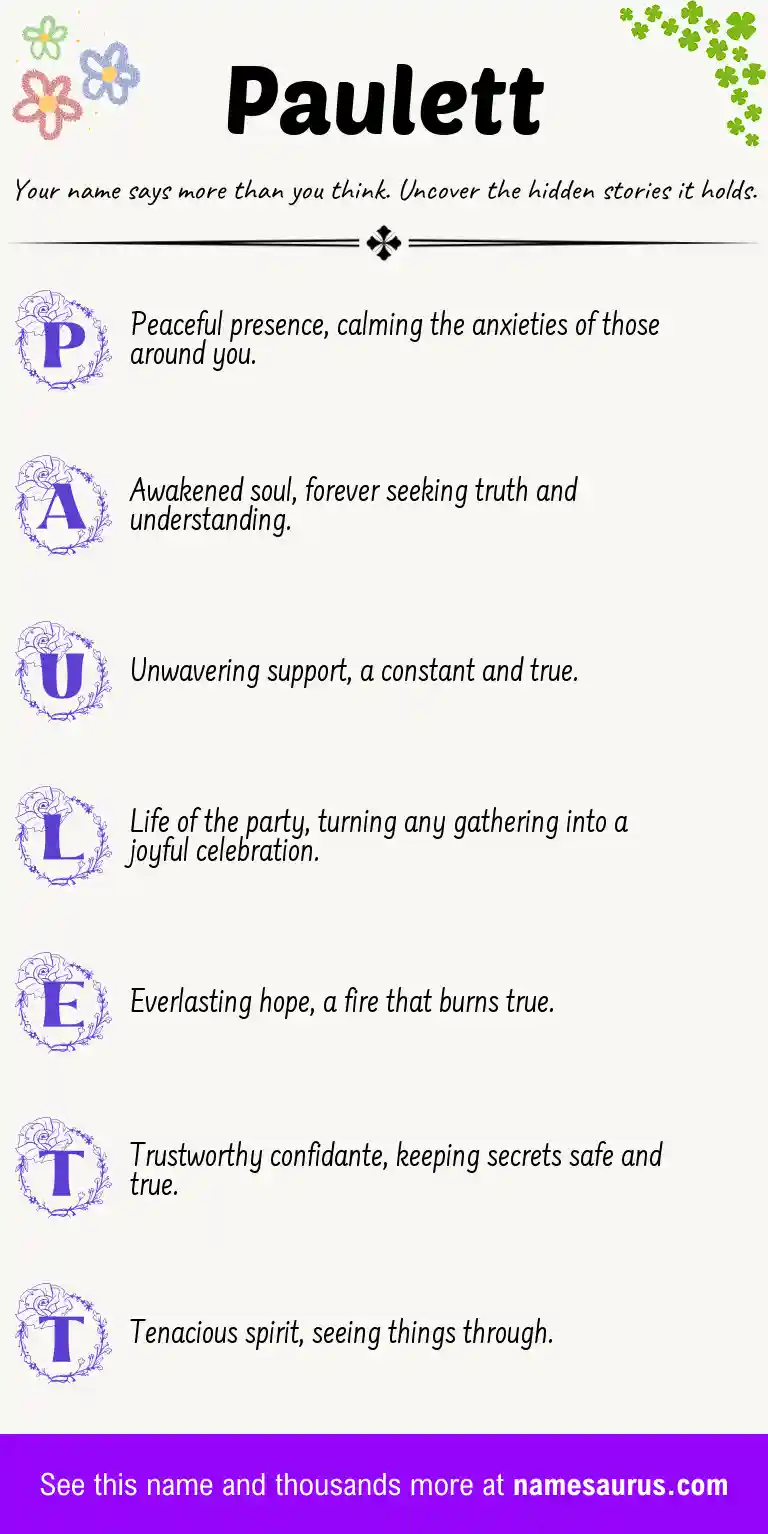 Acrostic poem about Paulett.