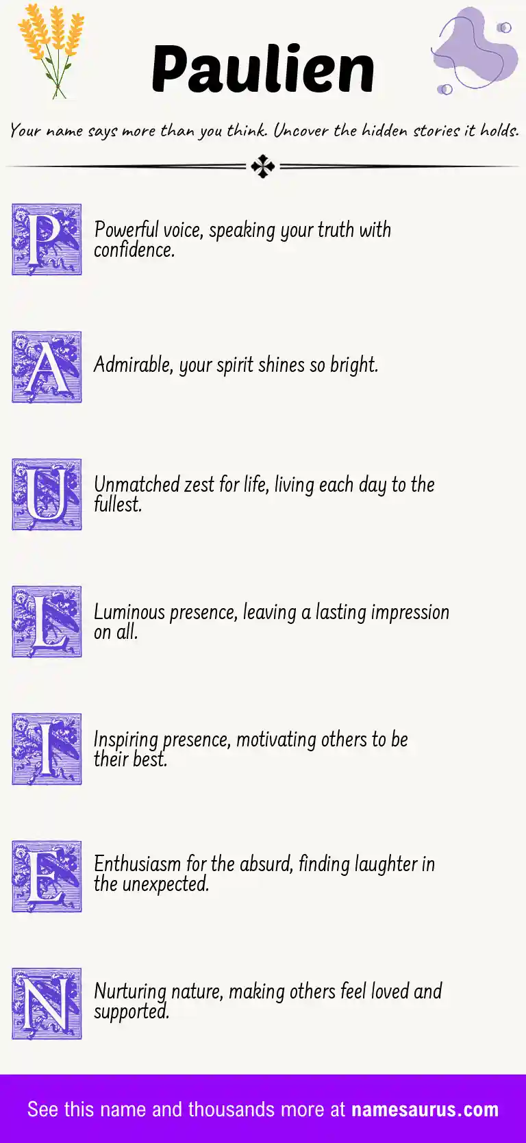 Acrostic poem about Paulien.
