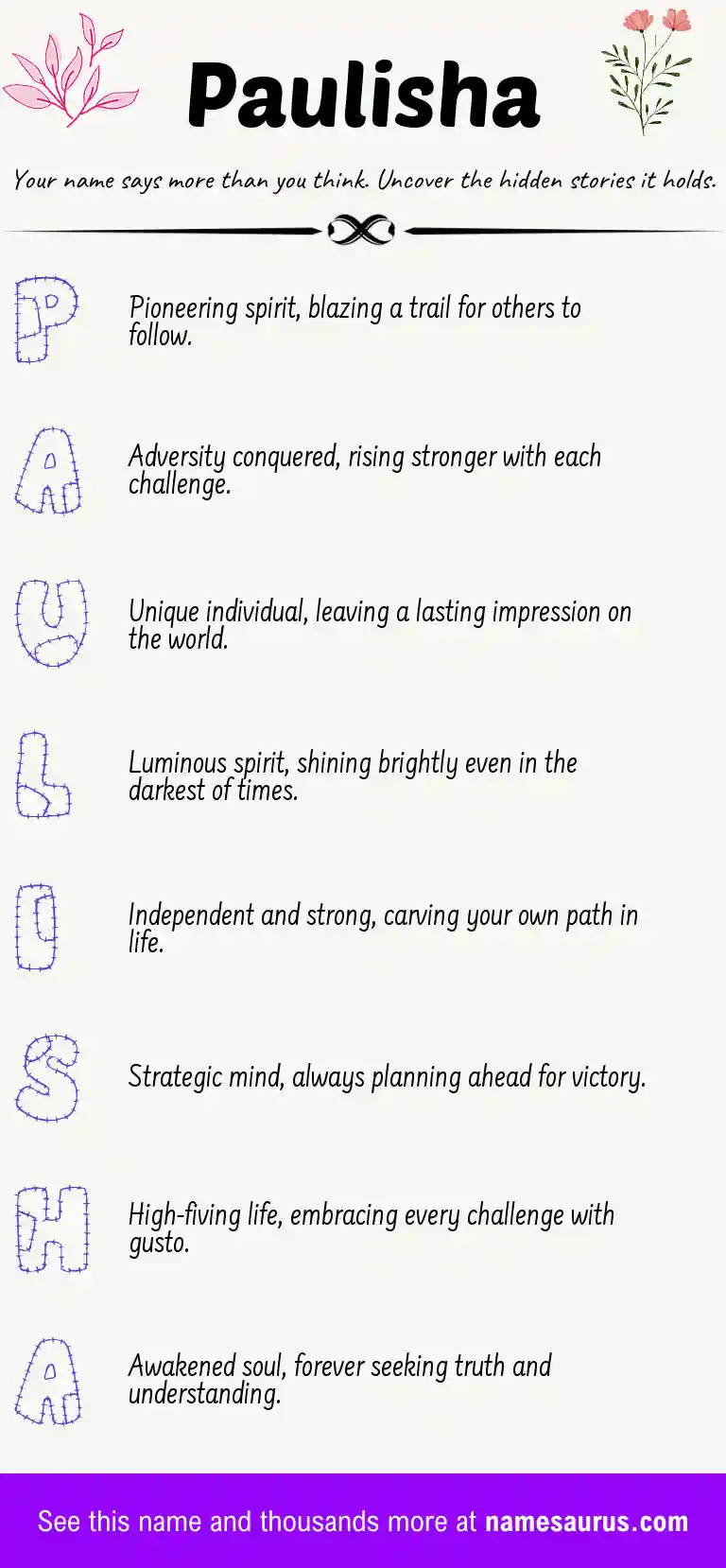 Acrostic poem about Paulisha.