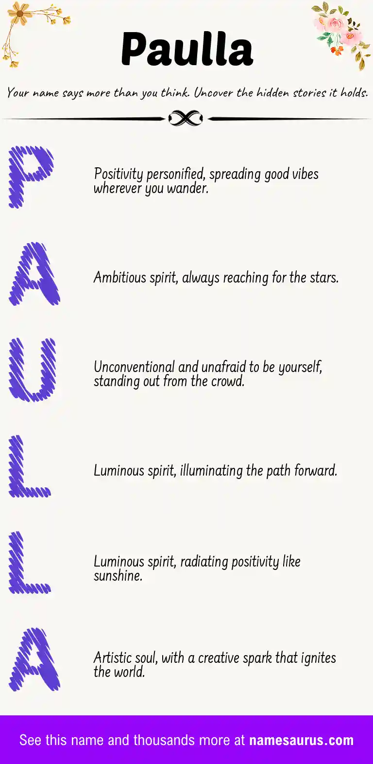 Acrostic poem about Paulla.