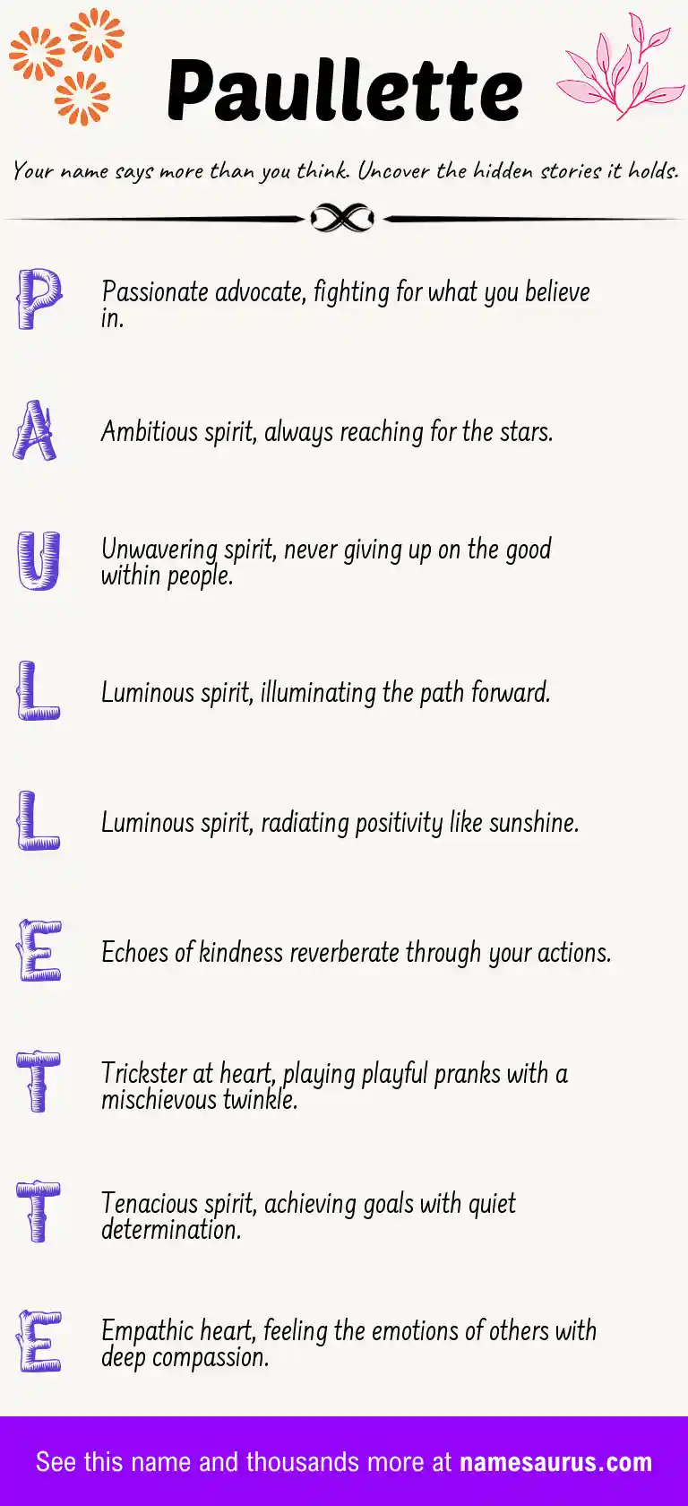 Acrostic poem about Paullette.