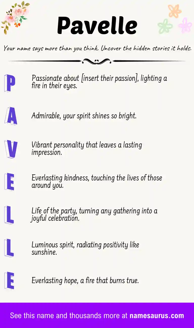 Acrostic poem about Pavelle.