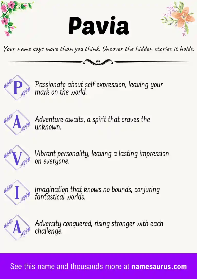 Acrostic poem about Pavia.
