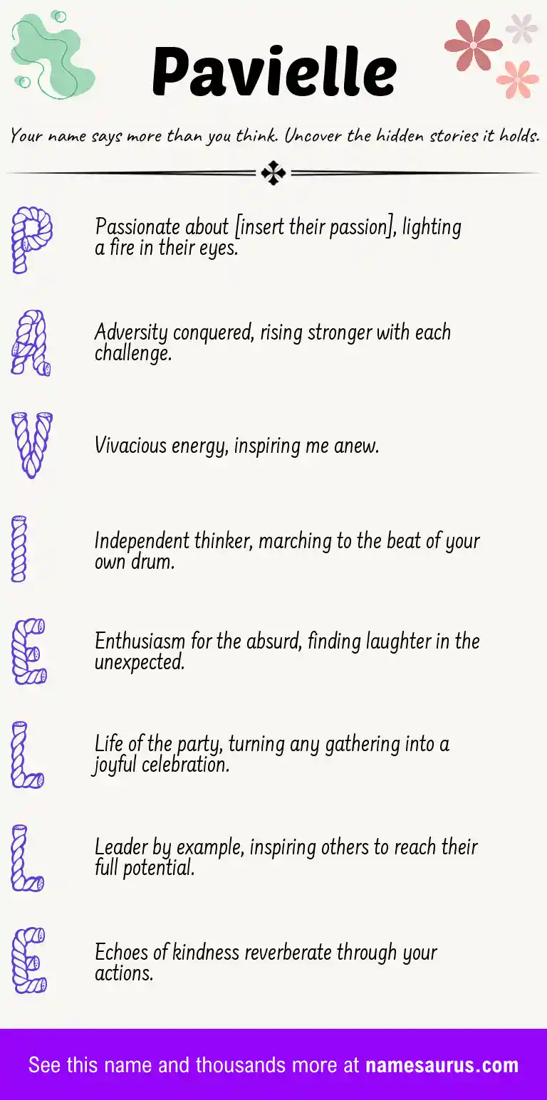 Acrostic poem about Pavielle.
