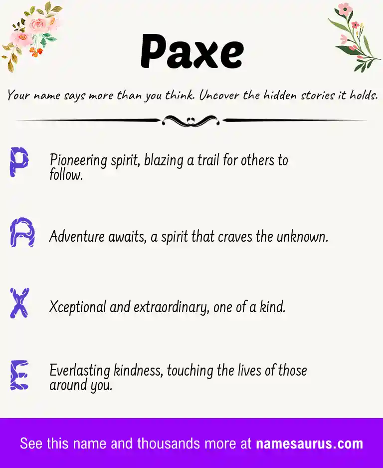 Acrostic poem about Paxe.