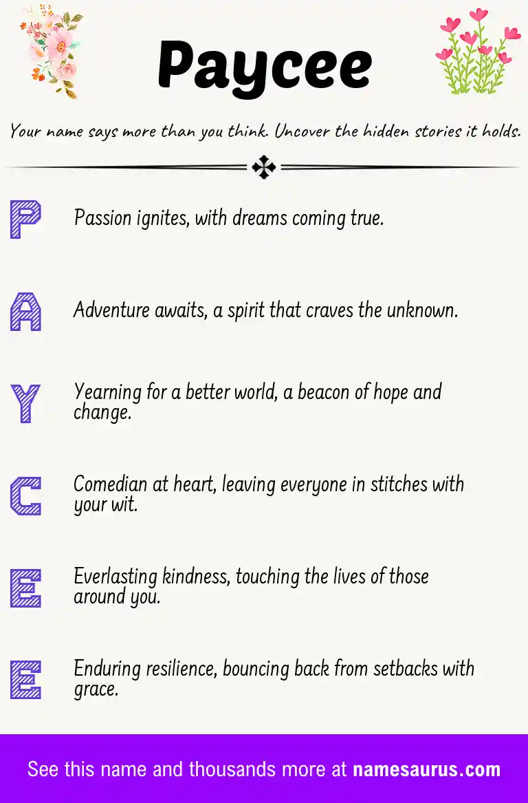 Acrostic poem about Paycee.
