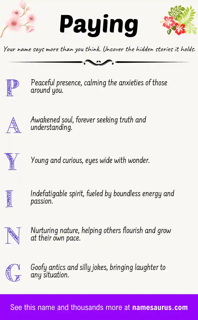 Acrostic poem about Paying.