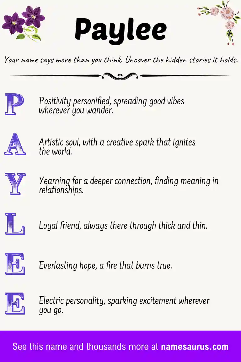Acrostic poem about Paylee.