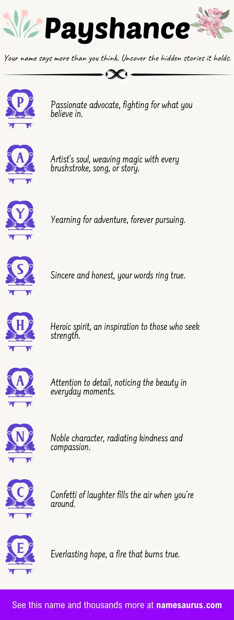 Acrostic poem about Payshance.