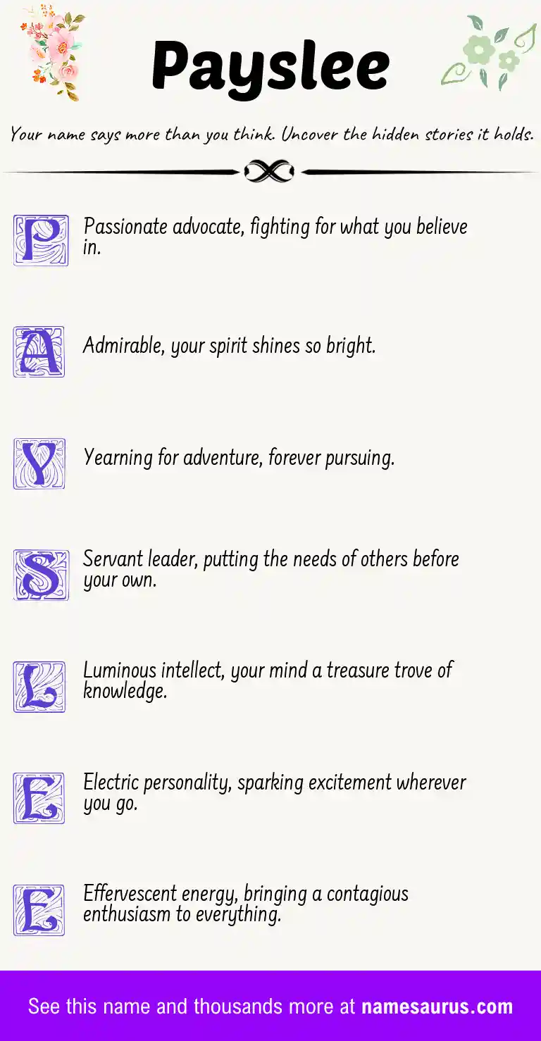 Acrostic poem about Payslee.