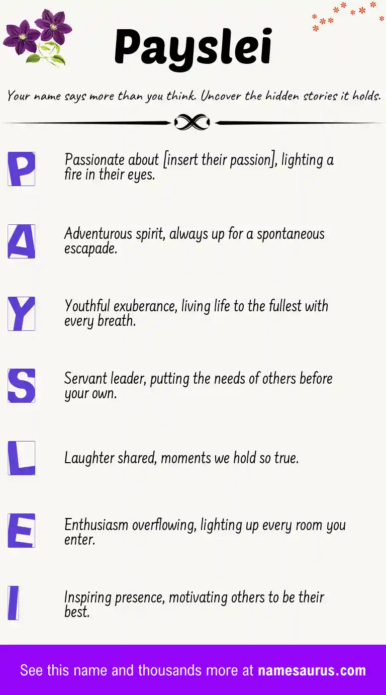 Acrostic poem about Payslei.