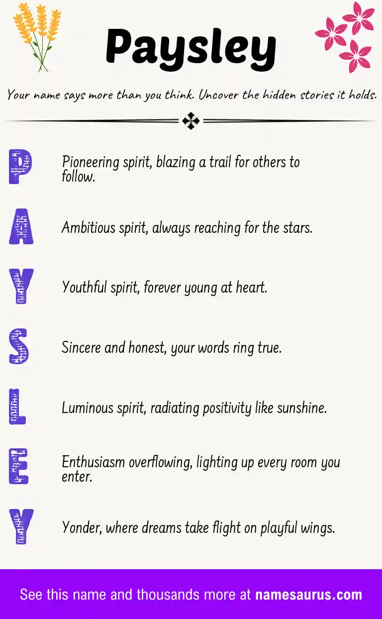 Acrostic poem about Paysley.