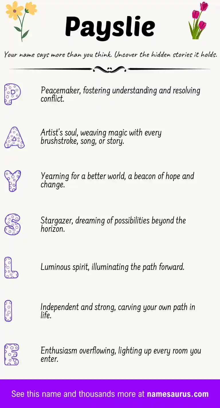 Acrostic poem about Payslie.