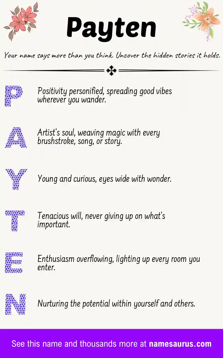Acrostic poem about Payten.