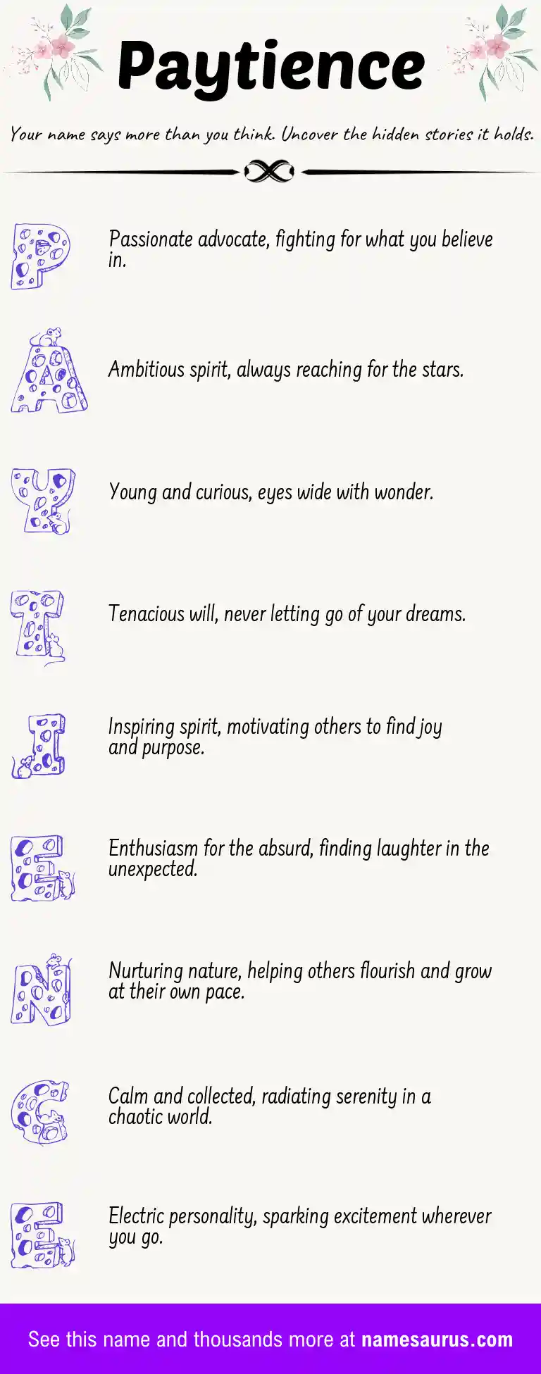 Acrostic poem about Paytience.