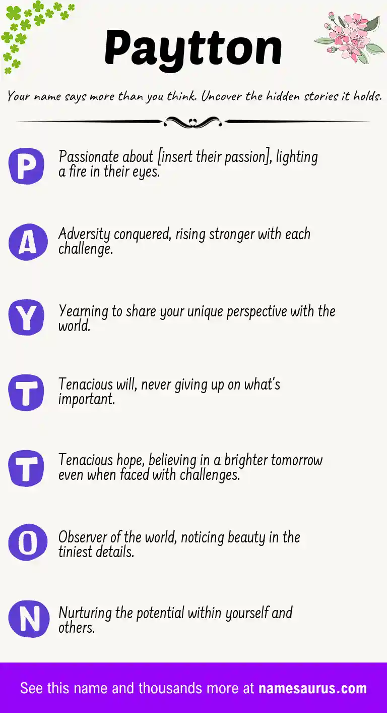 Acrostic poem about Paytton.