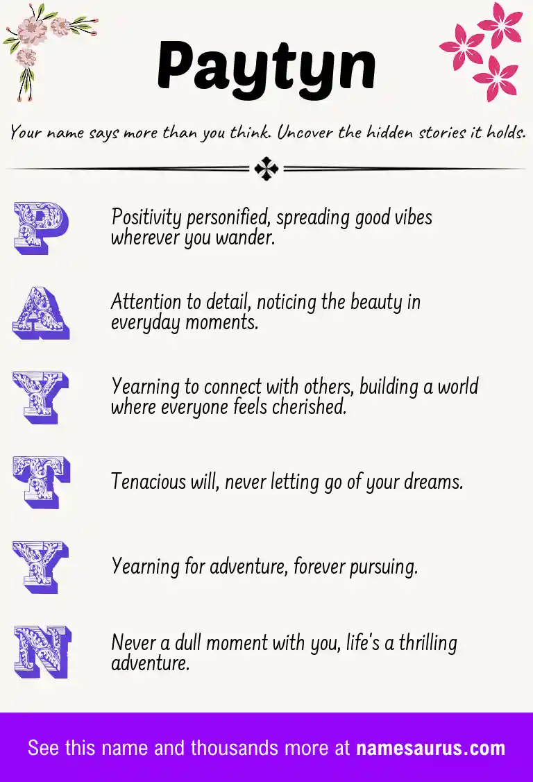 Acrostic poem about Paytyn.
