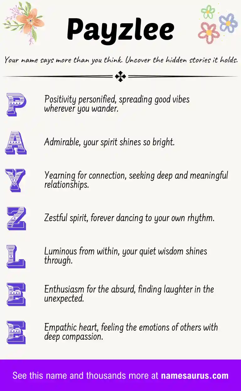 Acrostic poem about Payzlee.