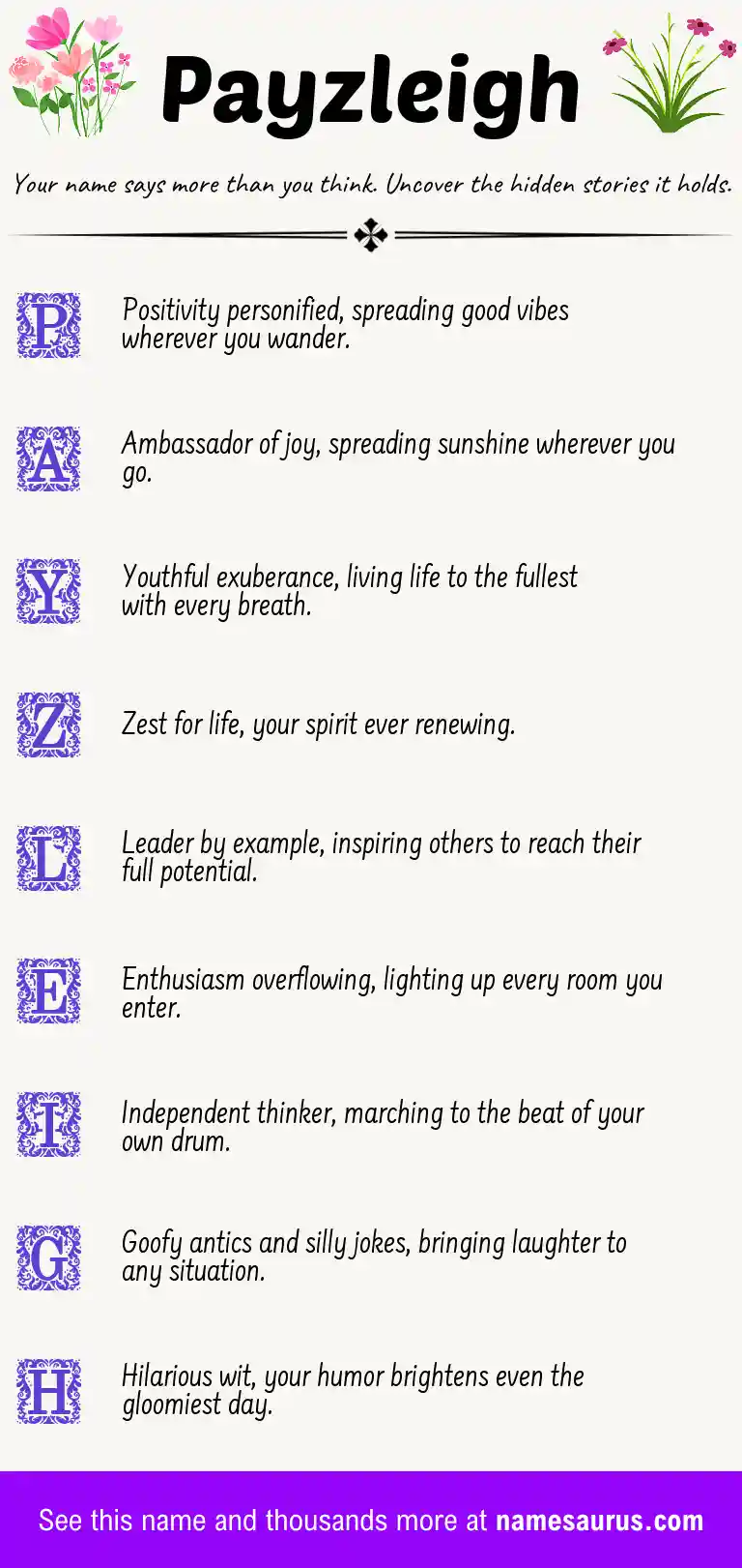 Acrostic poem about Payzleigh.