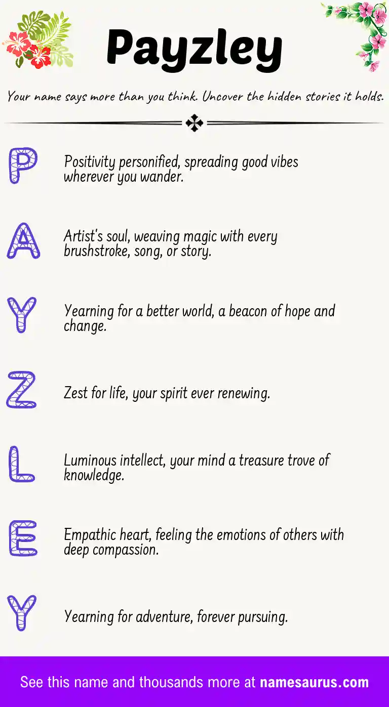 Acrostic poem about Payzley.