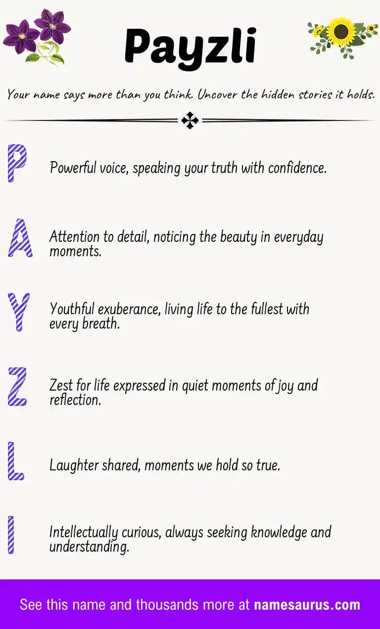 Acrostic poem about Payzli.
