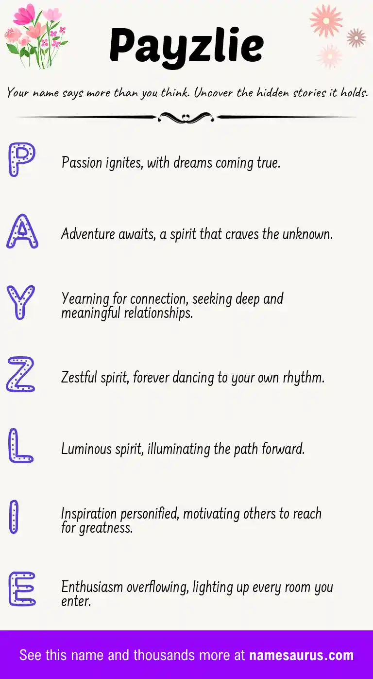 Acrostic poem about Payzlie.