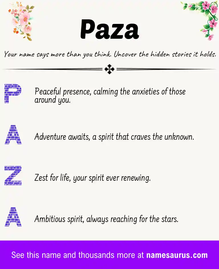 Acrostic poem about Paza.