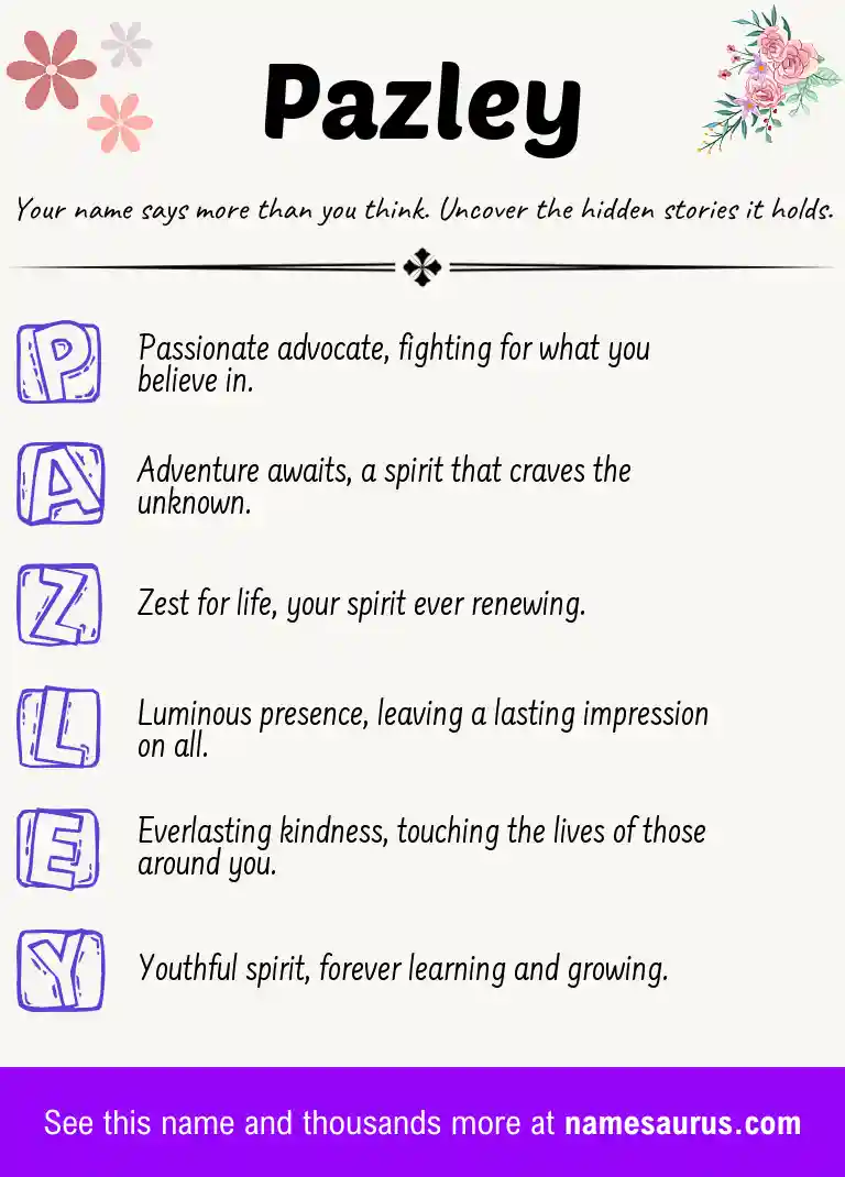 Acrostic poem about Pazley.
