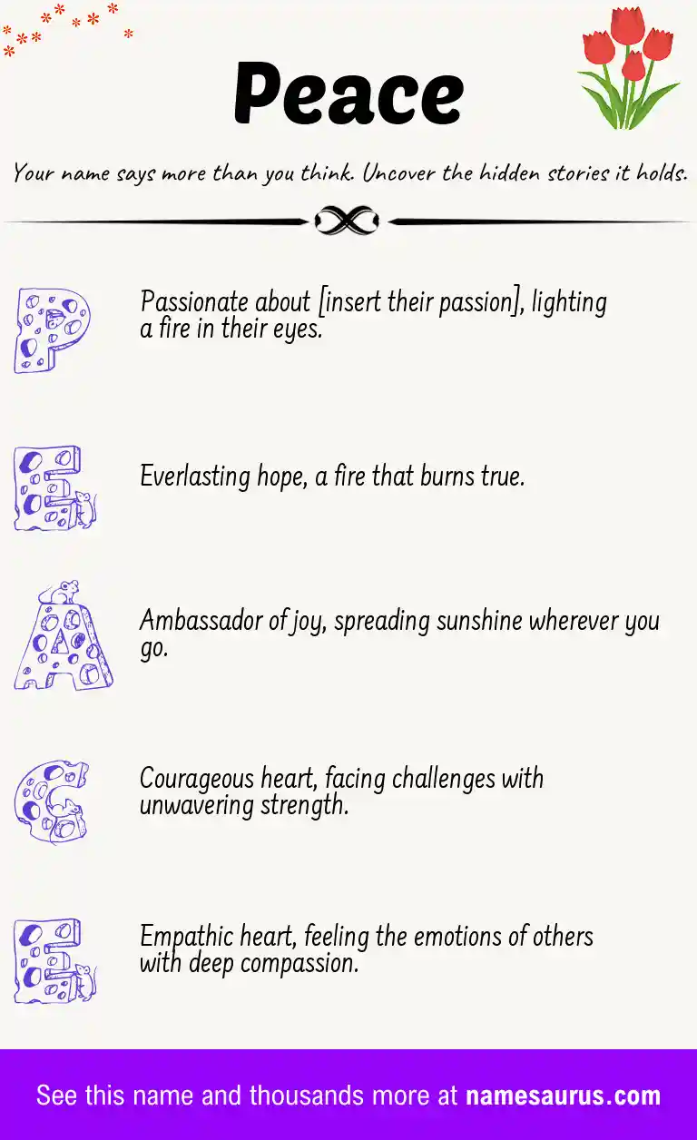 Acrostic poem about Peace.