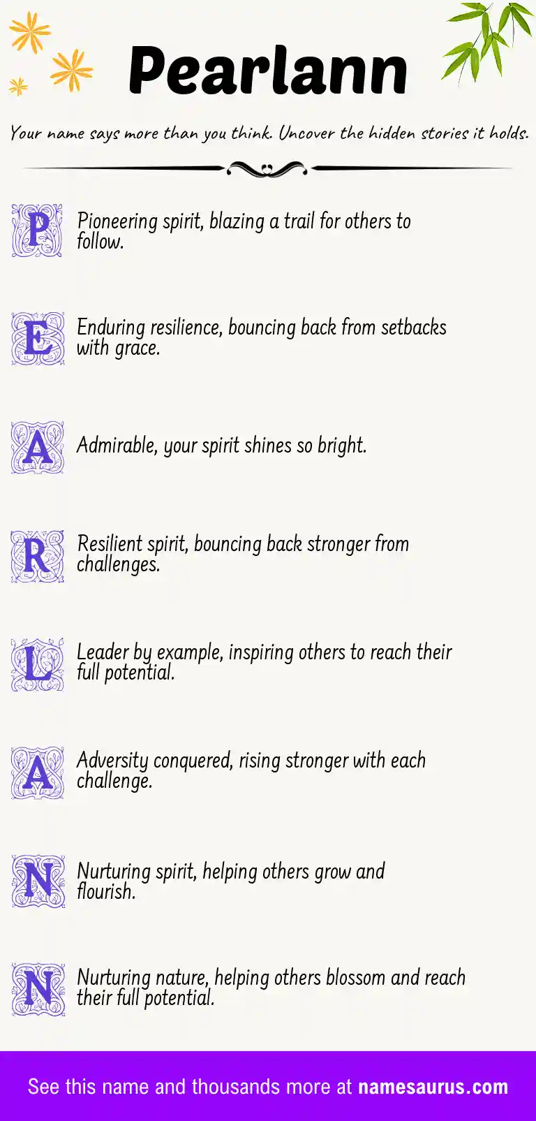 Acrostic poem about Pearlann.