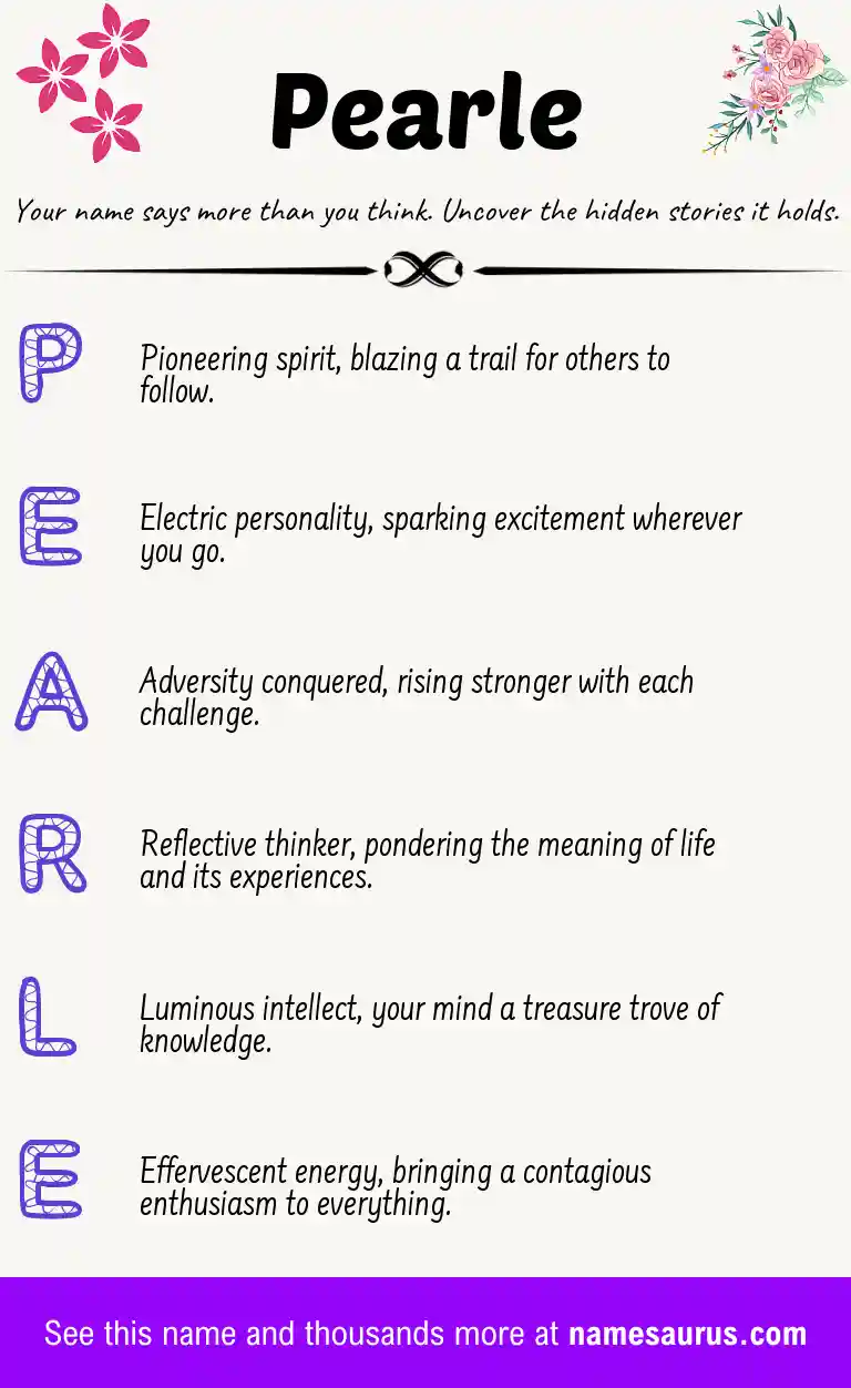 Acrostic poem about Pearle.
