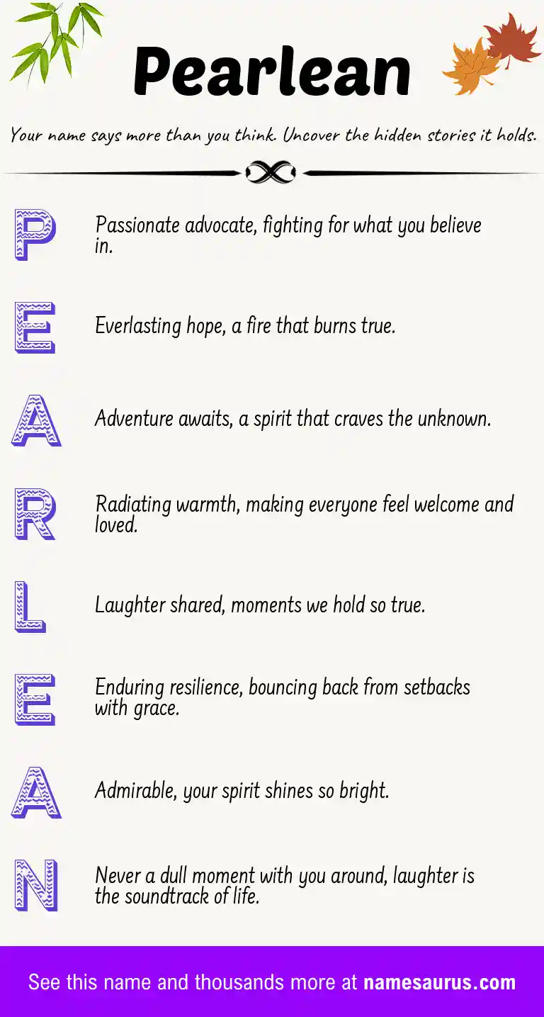 Acrostic poem about Pearlean.