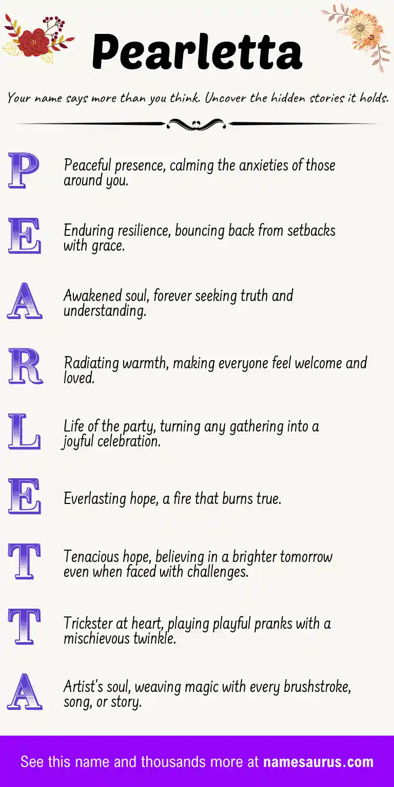 Acrostic poem about Pearletta.