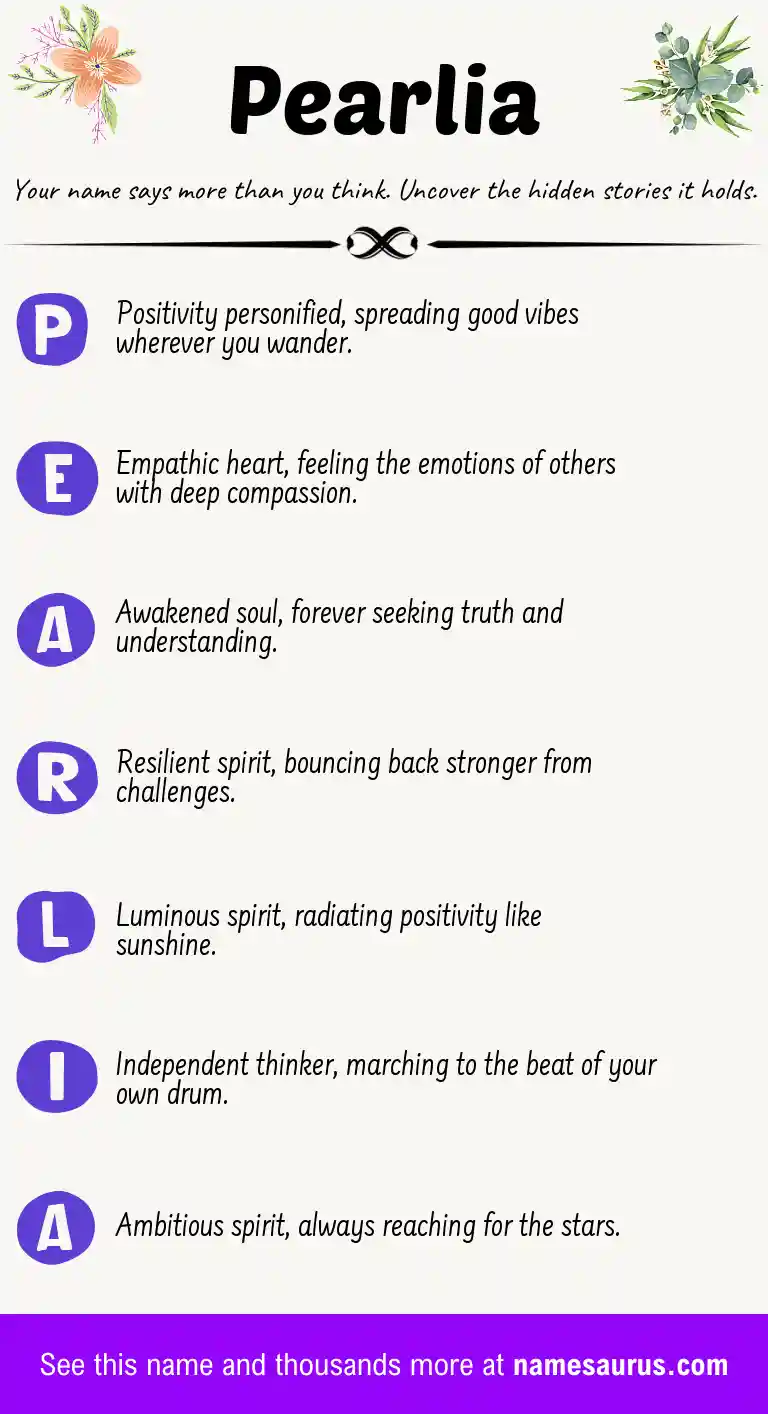 Acrostic poem about Pearlia.