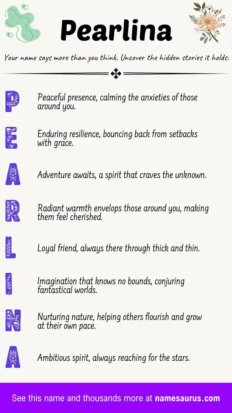 Acrostic poem about Pearlina.