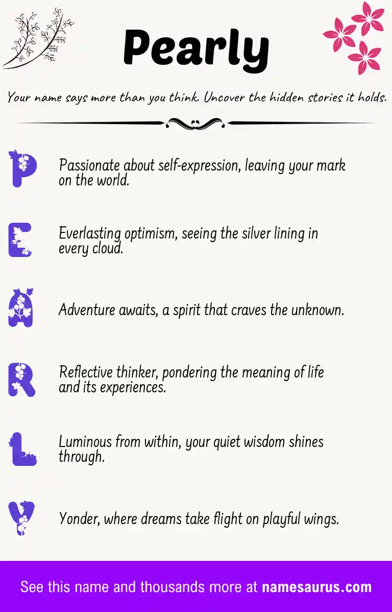 Acrostic poem about Pearly.