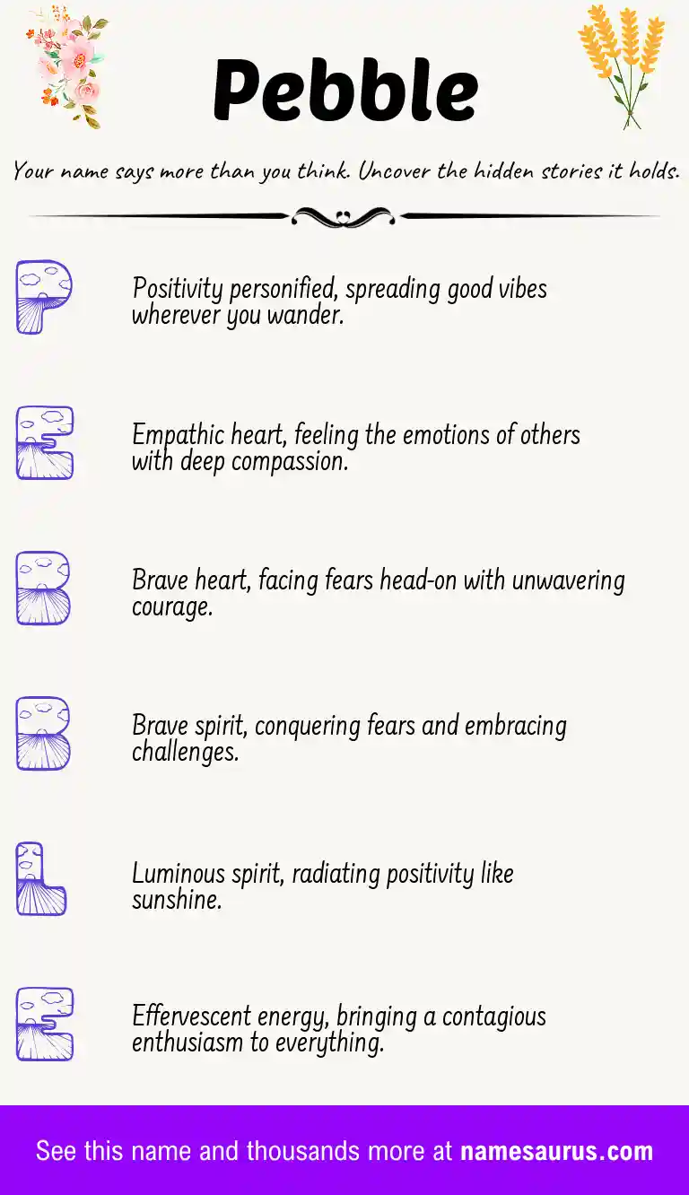 Acrostic poem about Pebble.