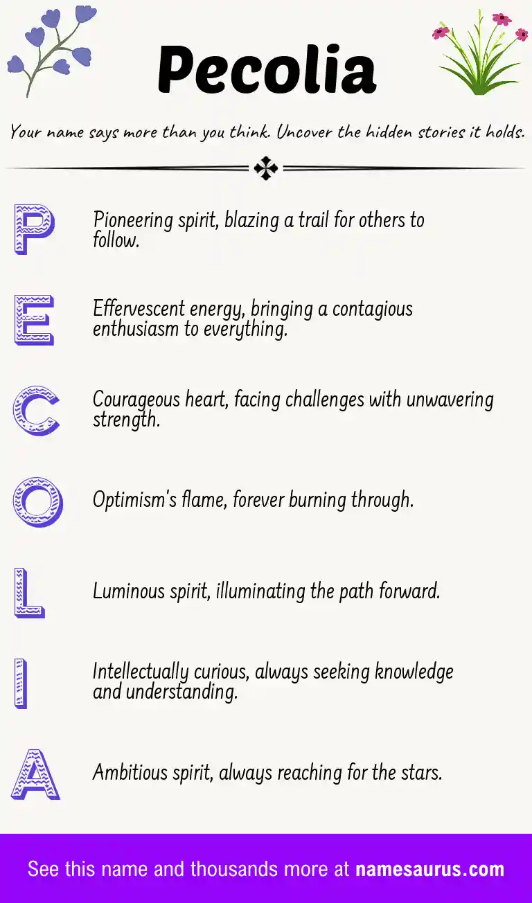 Acrostic poem about Pecolia.
