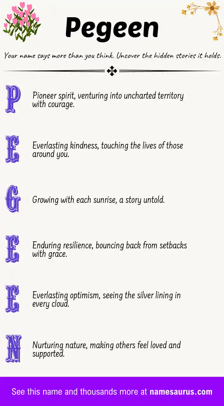 Acrostic poem about Pegeen.