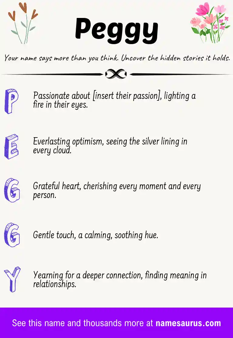 Acrostic poem about Peggy.