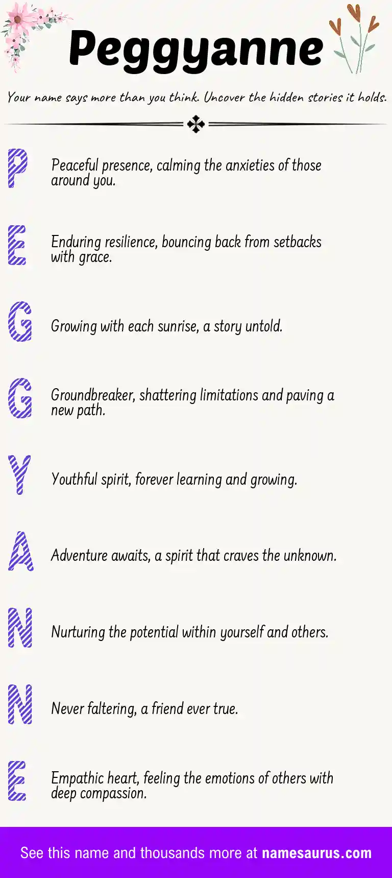 Acrostic poem about Peggyanne.