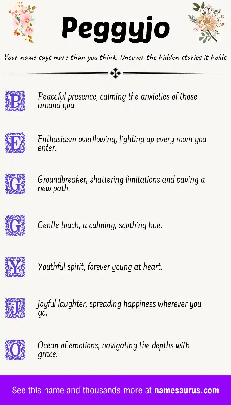 Acrostic poem about Peggyjo.