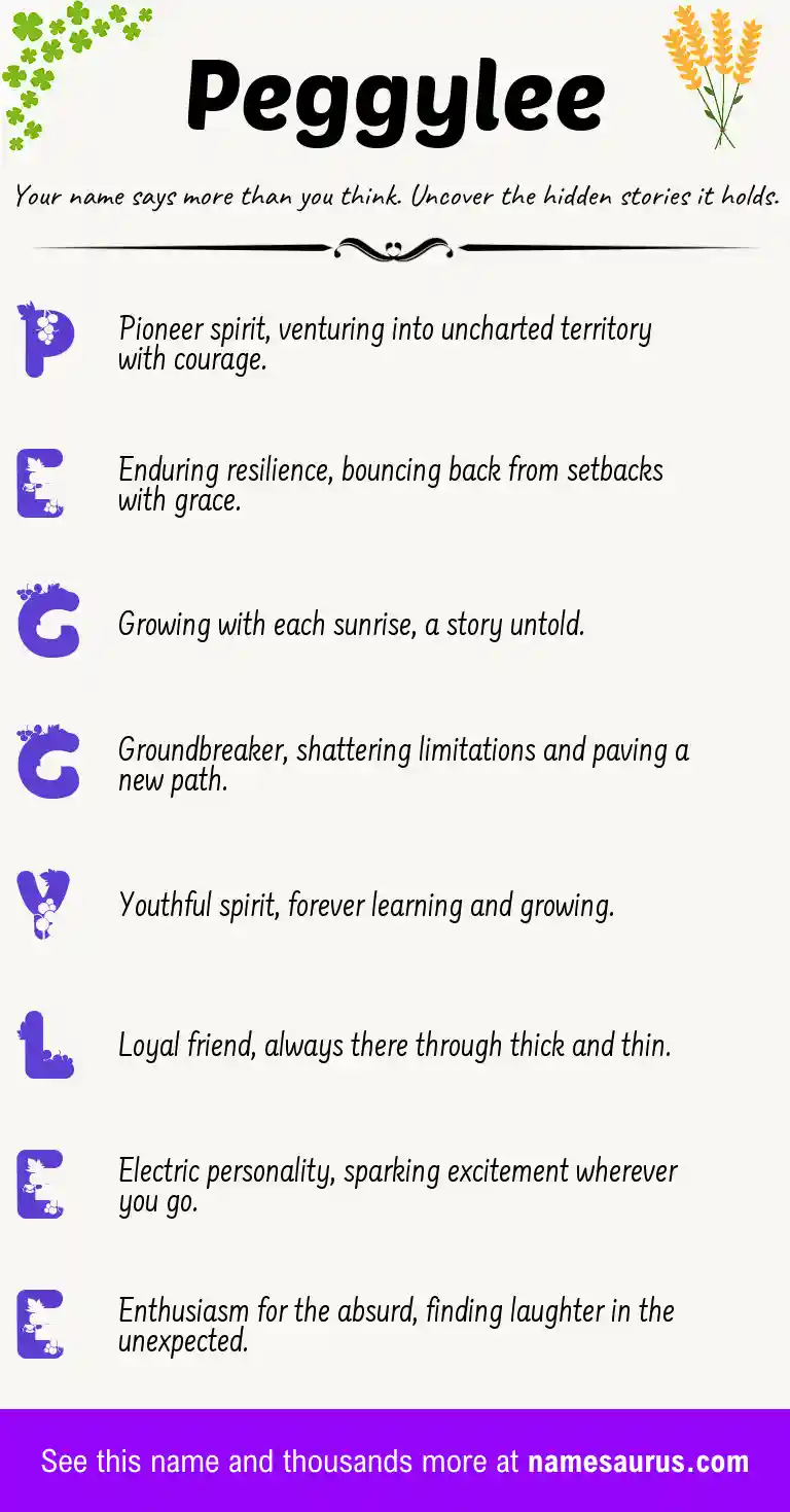 Acrostic poem about Peggylee.