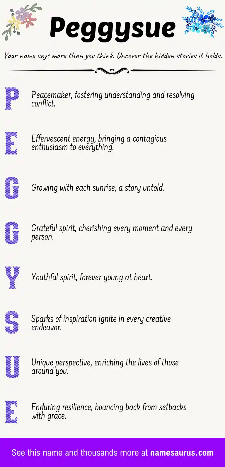 Acrostic poem about Peggysue.