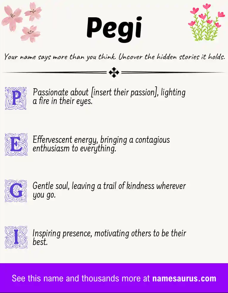 Acrostic poem about Pegi.