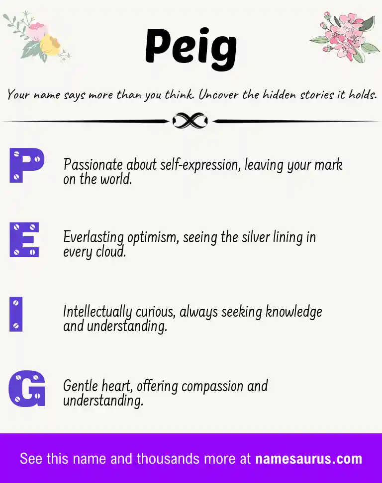 Acrostic poem about Peig.