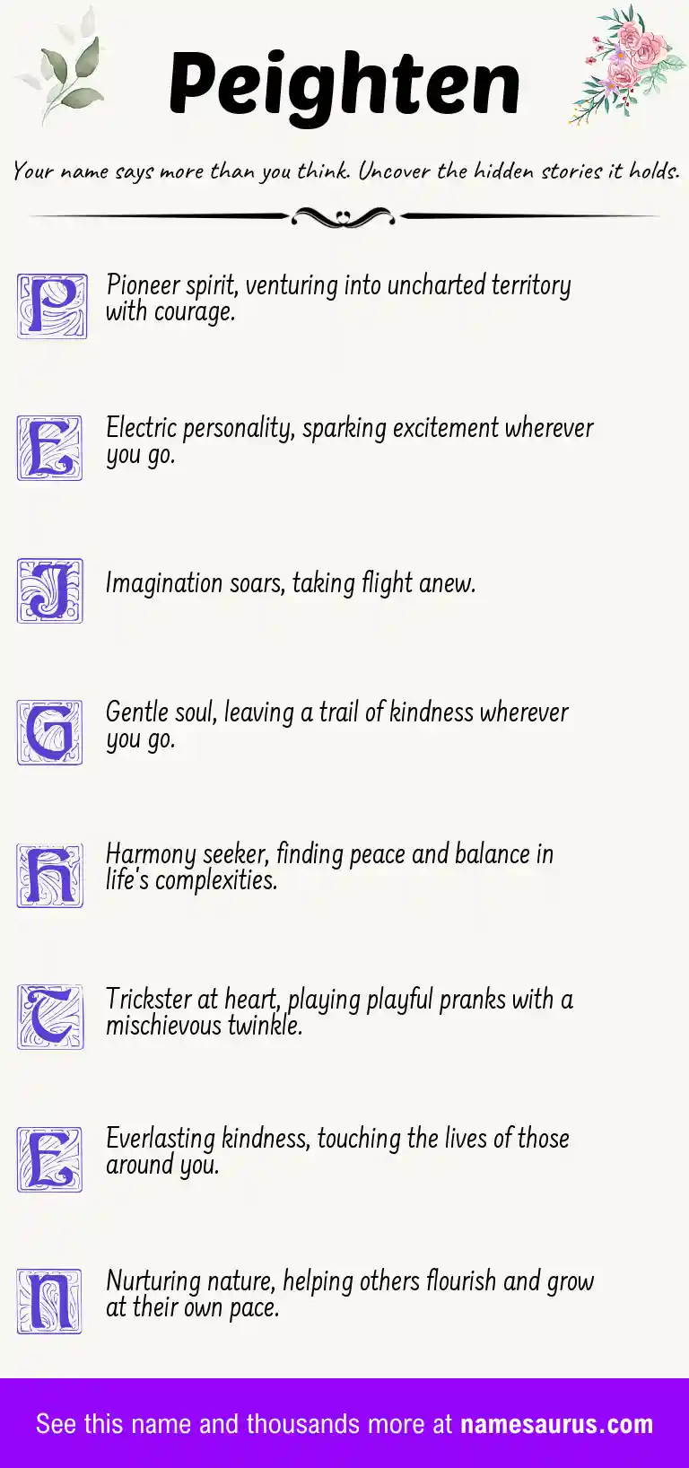 Acrostic poem about Peighten.