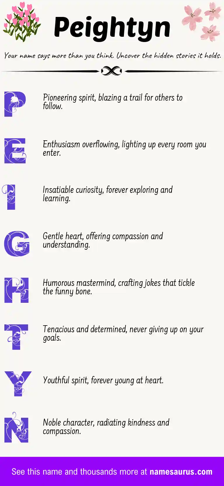 Acrostic poem about Peightyn.