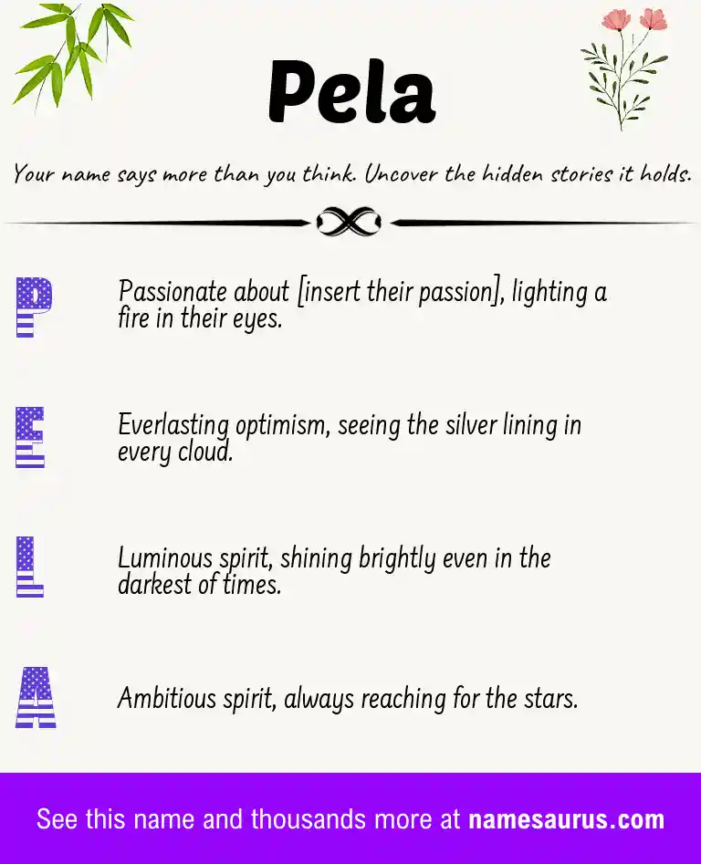 Acrostic poem about Pela.